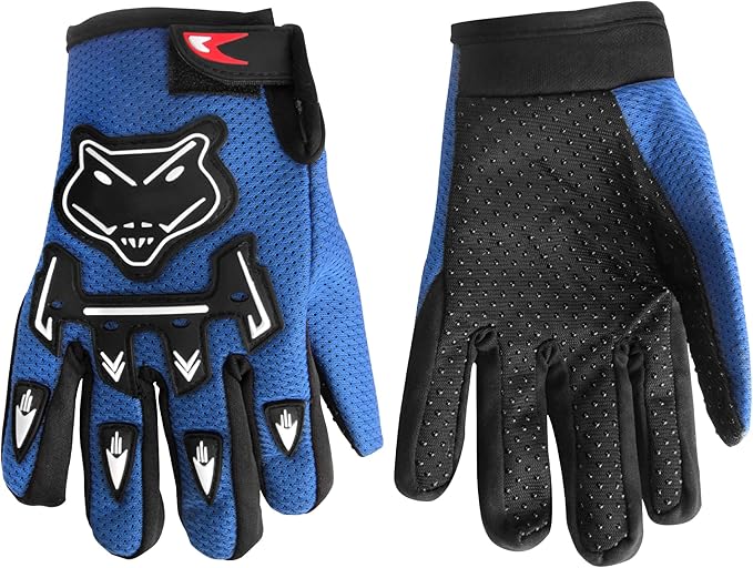Kids Dirt Bike Gloves, Kids & Youth Power Sports Riding Gloves for Motorcycle, BMX, Mountain Bike, ATV, Full Finger Children Gloves for Outdoor Sports Cycling Camping Fishing