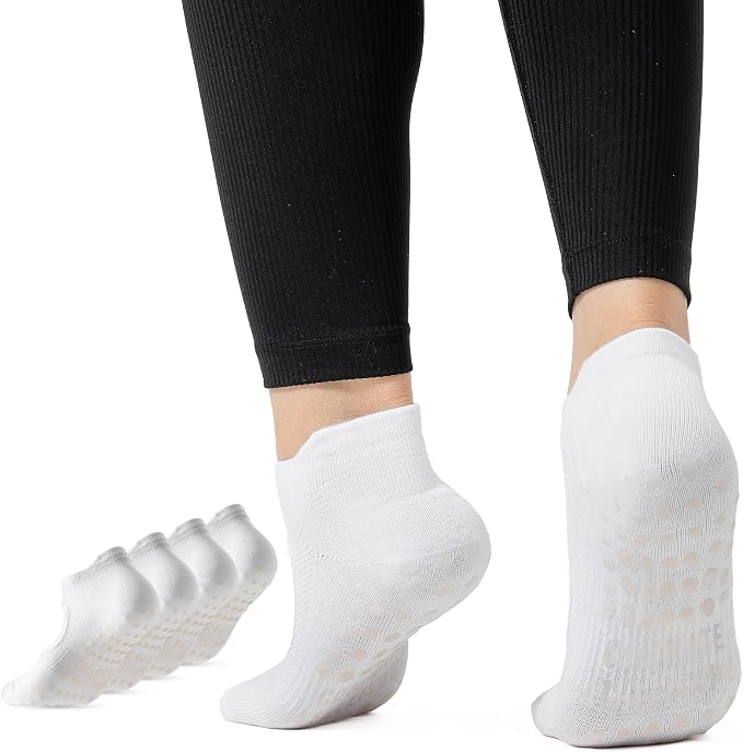 COOLMATE Pilates Socks with Grips for Women, Yoga Socks, Crew Non Slip Women for Barre, Pilates Gifts for Women
