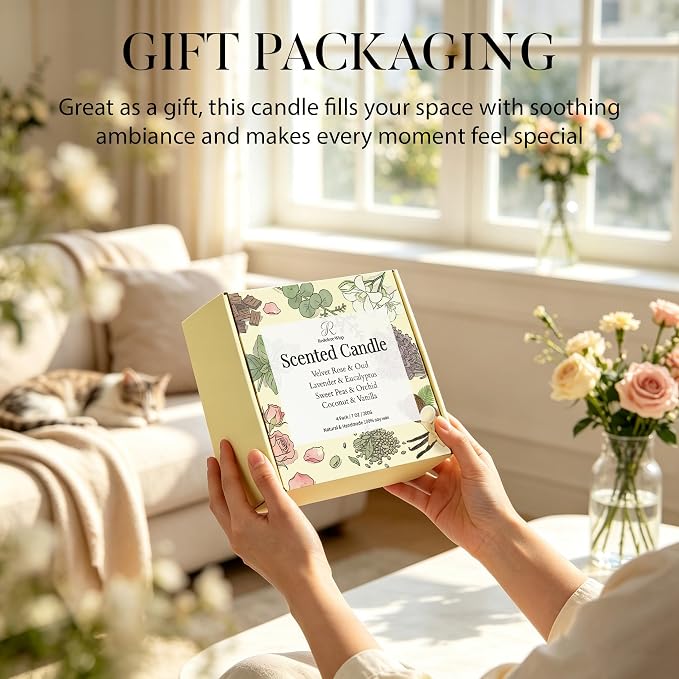 4 Pack Scented Candles Gift Set, Natural Soy Wax Non Toxic 28 oz for Home | Aromatherapy Candles Lavender Eucalyptus Vanilla Coconut Rose, Housewarming Relaxation Spa Birthday teacher Gifts for Women