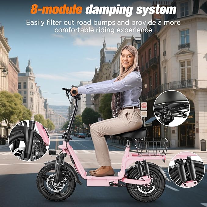 C14 Electric Scooter for Adults with Seat – High-Performance, Foldable E-Scooter with 900W Peak Power, 20MPH, 28-Mile Range, and Dual Disc Brakes,High Strength Frame,330lbs Max Load. UL2272