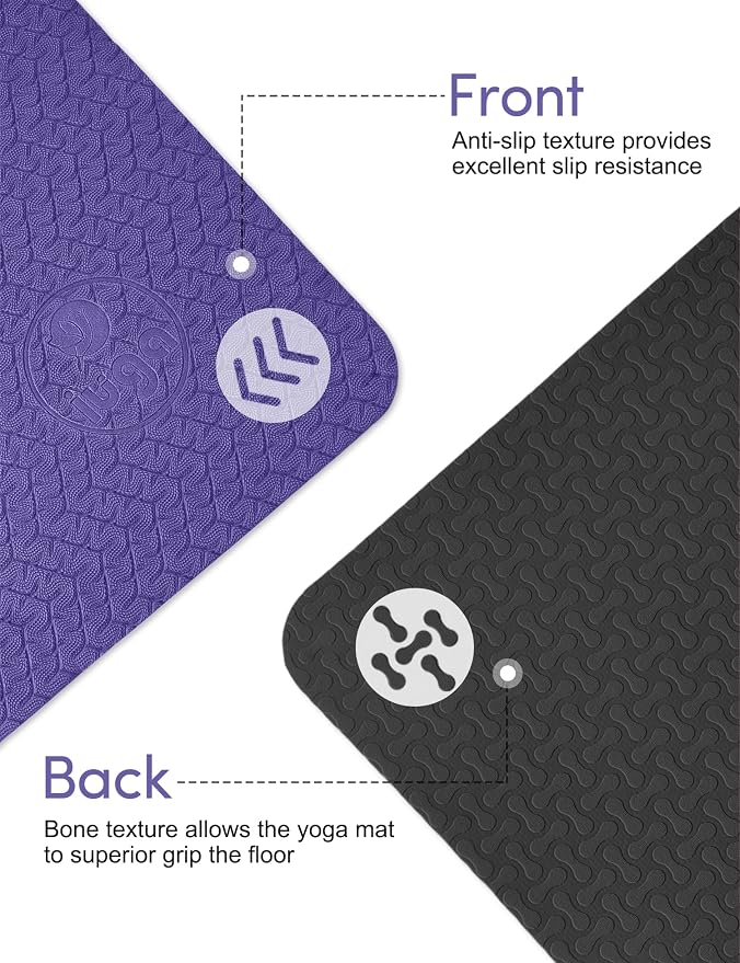 IUGA Yoga Mat Thick Non Slip Anti-tear Pilates Mat Eco Friendly Hot Yoga Mats for Workout & Exercise(72"x 24"x 6mm)