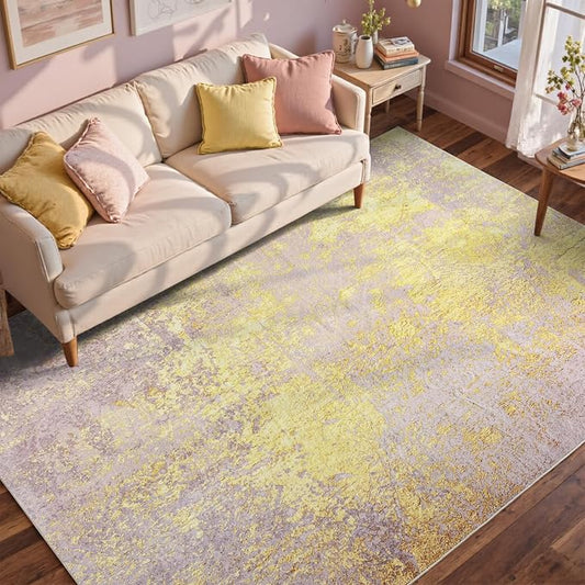 6x9 Ft Area Rugs for Living Room, Soft Non-Slip Washable Rugs Modern Abstract Pattern Carpet for Bedroom Indoor Floor Nursery Home Decor (Pink)