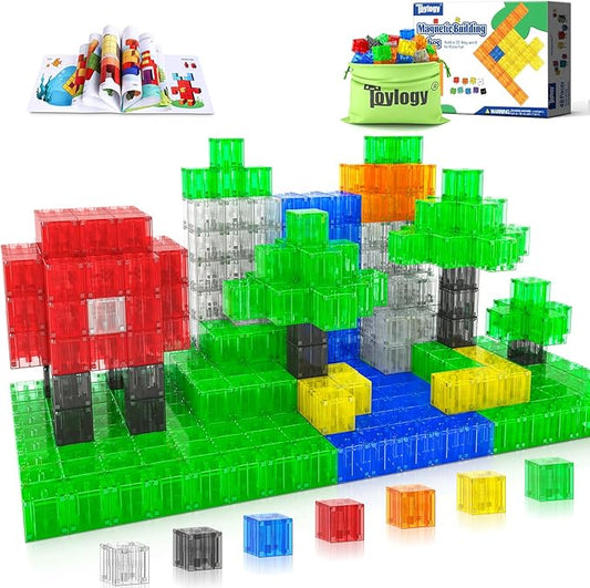 Magnetic Blocks Toy for 3 Year Old Boys & Girls Toddlers Montessori Toys for Kids World Magnet Building Transparent Blocks Educational Learning Kid Toys Age 3-5, 4-8, 5-7