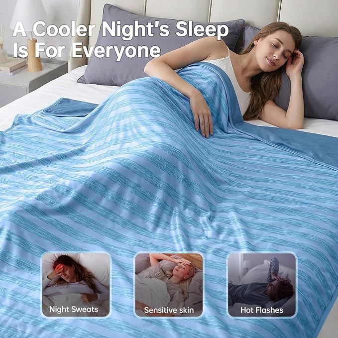 Guohaoi Cooling Blanket for Hot Sleepers and Night Sweats 60"x90" Full Size | Arc-Chill Q-Max >0.5 Cool Fiber,100% Oeko-Tex Certified Lightweight Summer Blanket for Travel/Outdoor Ultra Cold Breathable