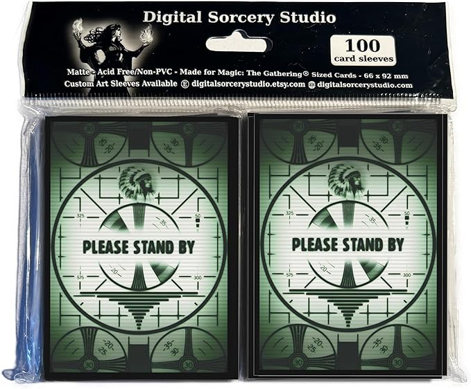 Please Stand by Card Sleeves - 100 Pack for MTG, Magic The Gathering, TCG Decks & More, Standard Size Card Sleeves for Trading Card Protection - Ideal for MTG Commander & Fallout Decks