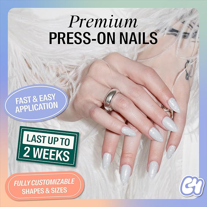 Chillhouse - Chill Tips, Press on Nails Kit - Something Blue (Oval) - 30 Nail Shapes & Sizes - Up to 2 Weeks of Wear - Customizable Fit - Reusable - Latina Founded, Women Owned - Beauty, Self Care
