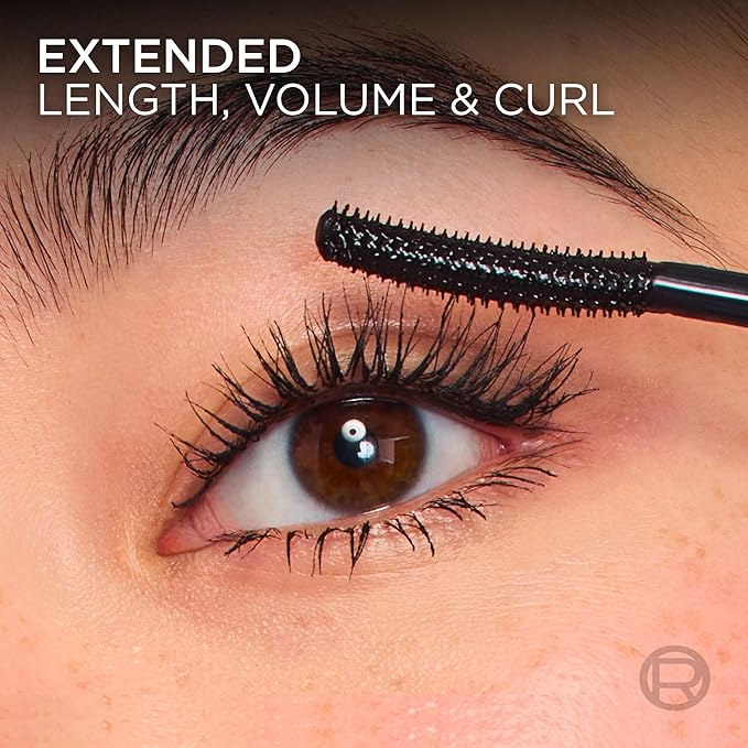 L'Oreal Paris Extensionist Mascara, Lengthening, Volumizing, and Curling Formula For a Lash Extension Eye Makeup Look, Washable True Brown