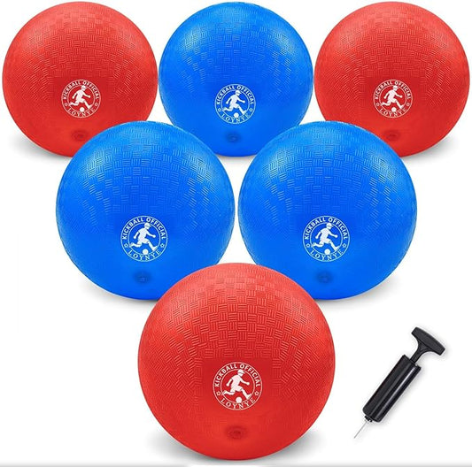 10 Inch Dodgeball Balls Playground Ball Kickball, Dodge Balls for Kids, Kickballs Handball for Indoor Outdoor Games Four Square Balls, Includes Pump