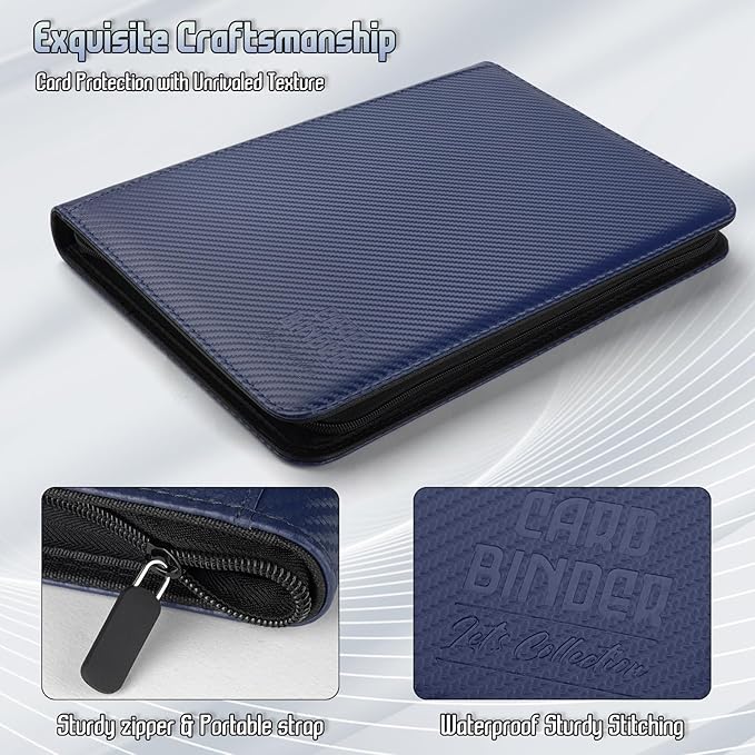 Trading Card Binder, Premium 9 Pocket Double Sided 540 Pocket PU Card Collection Binder, Collectible Trading Card Albums for MTG, TCG, Sport Card, Game Cards (Navy blue 1)