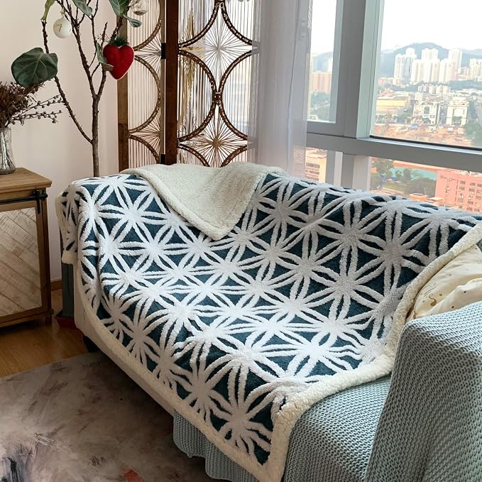 LOMAO Sherpa Fleece Blanket Gifts for Mom Dad Cozy Soft Throw Blanket for Women Men Birthday Gifts Dual Sided Couch Sofa Bed Blanket (Navy, 90''x90'')