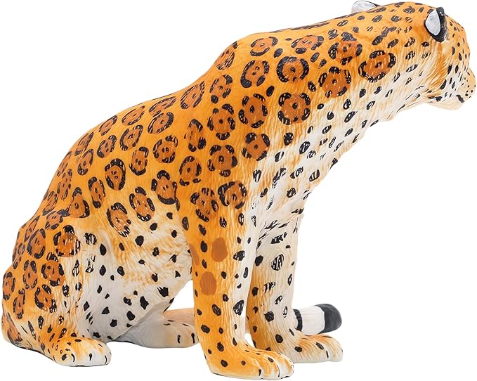 Gemini&Genius Yellow Leopard Action Figure Toy, Pard Toy 6 Inches Length Figurine Wild Animal, Panther Animal Model for Kids