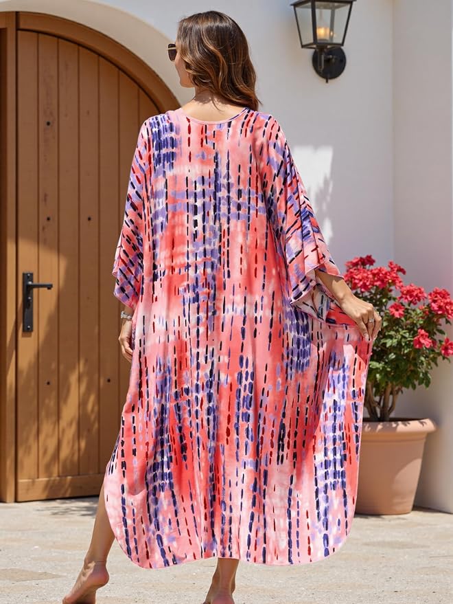 Mumu Dresses for Women Plus Size, Bohemian Kaftan Beach Cover Up Long Maxi Nightgown Soft Loungewear