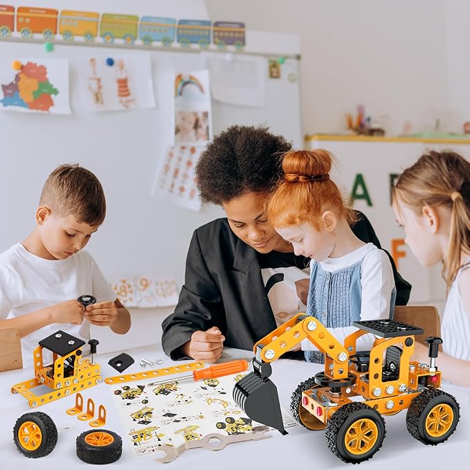 Construction Kits Stem Metal 3D Puzzle Machine Vehicle Model Car Construction Set Toy Parent-Child Interaction Play Sets Gifts for Children Age 4-16 Years