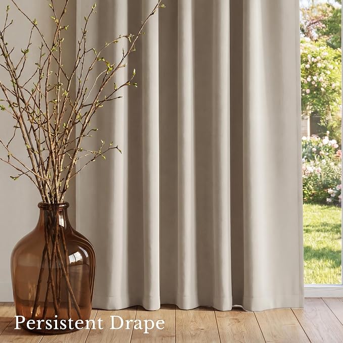 NICETOWN Window Treatment Thermal Insulated Rod Pocket Room Darkening Curtains/Drapes for Living Room (Cream, 2 Panels, W42 x L84 inches)