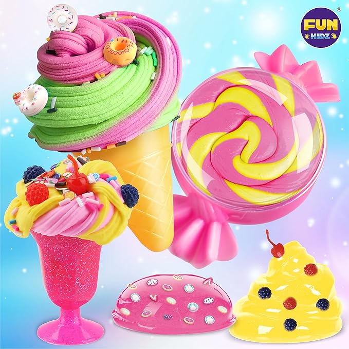 Gift Butter Slime Kit for Girls 10-12, FunKidz Ice Cream Soft Slime Making Kit Ages 8-12 Kids Slime Toys Ideal Birthday Party Present