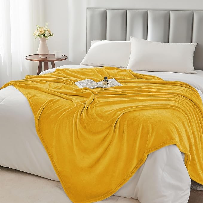 BEDELITE Fleece Blanket Soft Plush Throw for Couch Yellow 50"x60" | Ultra Soft Fleece, Plush Microfiber, Lightweight Warmth, All Season Comfort, Fade Resistant, Machine Washable, Couch Sofa Bed