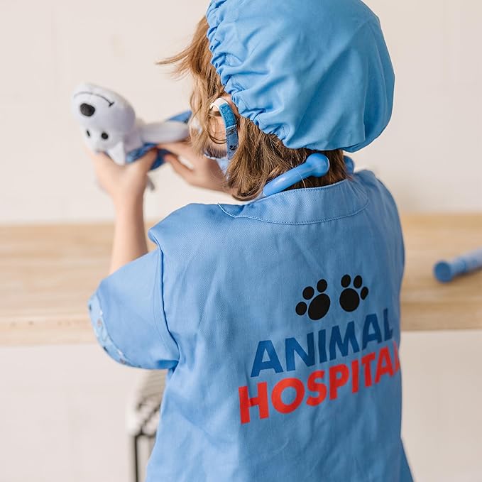 Melissa & Doug Veterinarian Role Play Costume Dress-Up Set (9 pcs) Kids Vet Costume Pretend Play Dress-Up