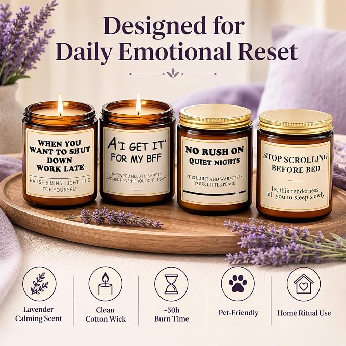 Lavender Candle for Relaxation - Aromatherapy Candles for Stress Relief & Sleep - 7oz Soy Candles for Home Scented, Calming Candles Gifts for Women Soothing Relaxing - Stop Scrolling Before Bed