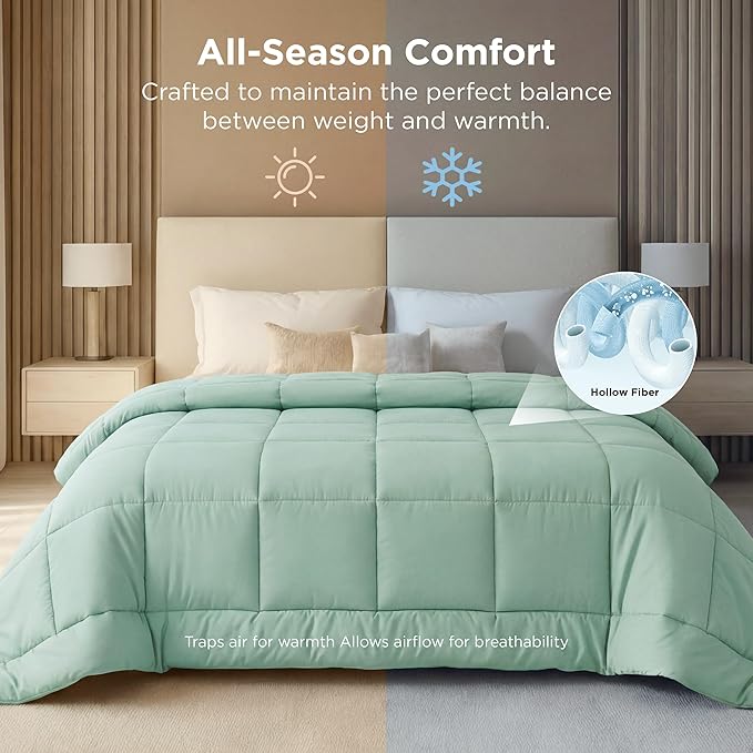 Bedsure Comforter Duvet Insert - Quilted Comforters Oversized King Size, All Season Duvet, GentleSoft Down Alternative Bedding, with 8 Tabs, Gifts for Women, Sage Green, Oversized King 116x98 Inches