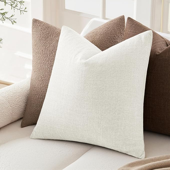 MIULEE Pack of 2 Decorative Linen Burlap Pillow Covers Farmhouse Boho Accent Pillowcases Modern Home Decor for Sofa Couch Bedroom Living Room 20x20 Inch Gray White