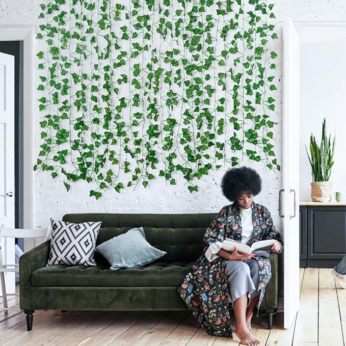 Freyalife Fake Vines for Room Decor(24Pack168Ft) Aesthetic Artificial Plant Ivy Leaves Hanging Greenery Garlands for Home Bedroom Wall Wedding Christmas Party Office patio Indoor, Outdoor Garden Décor