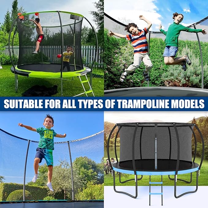 2PCS Trampoline Poles Replacement, 1mm Thick, Fits 1.65'' / 4.2CM Inner Diameter for 10-16FT Jumpzylla Trampolines, Complete Kit with Protective Foam Sleeves & Mounting Hardware