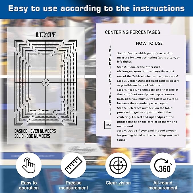 Luxiv Card Grading Centering Tool Kit, Card Center Tool with 30X Magnifying Implement, 2 Pcs Clean Cloth, Centering Guide Center Equipment (Right Angle)