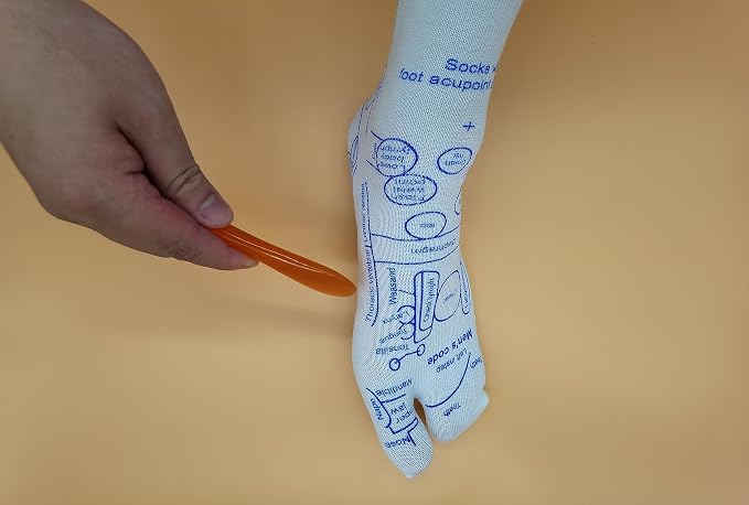 Broman Reflexology Socks with Acupressure Pen with Gua Sha End, Foot Pain Relief Remedy,Women's Size