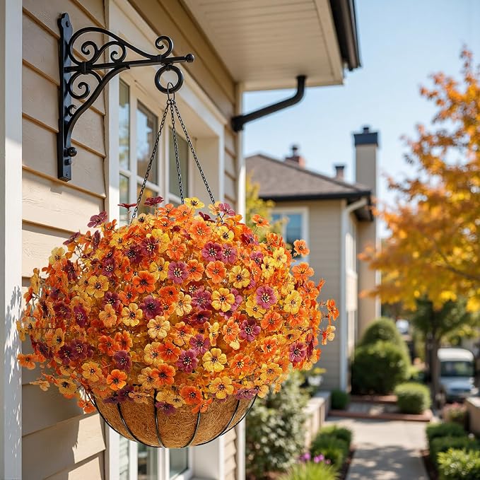 Alupssuc 24 Bundles Artificial Fall Flowers, UV Resistant Faux Mums Porch | Silk & Plastic, 13 Inch Tall, for Indoor Outdoor Planters Yard Patio Window Box, Autumn Outside Realistic Fake Decoration