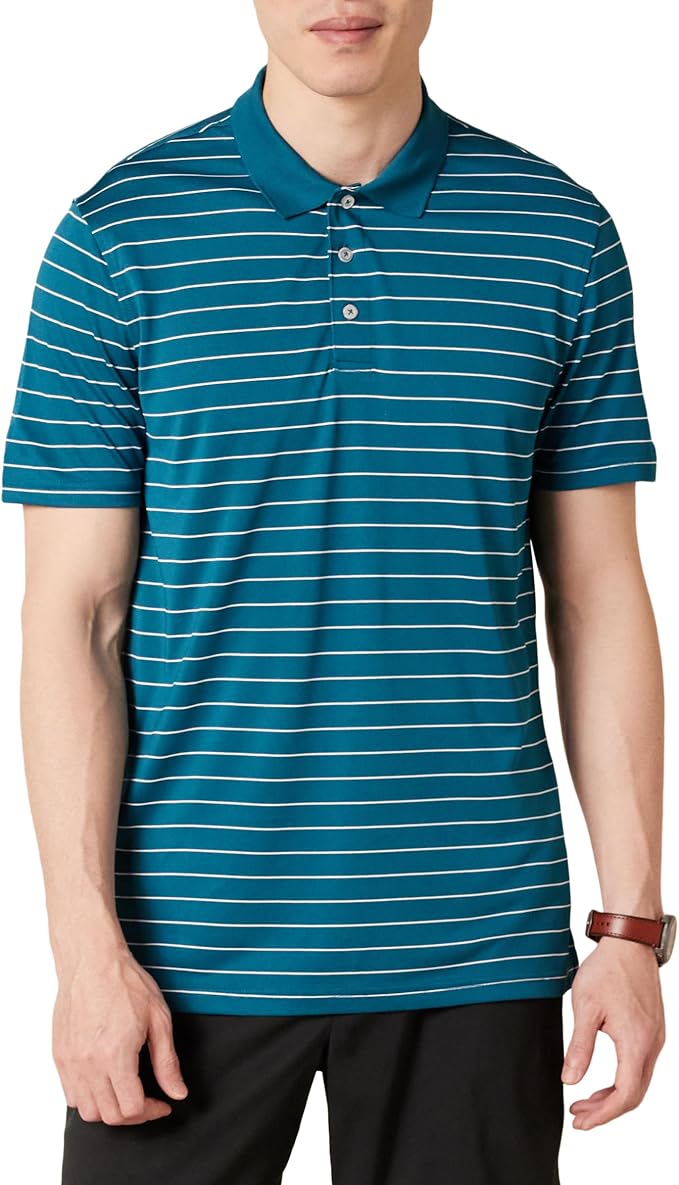 Amazon Essentials Men's Moisture Wicking Golf Polo Shirt, Short Sleeve, Slim-Fit, Quick-Dry, Active Wear