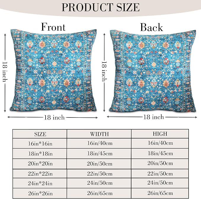 Boho Throw Pillow Covers 18x18 inch Set of 2,Boho Vintage Carpet Pattern Antique Ethnic Decor Double Sided Pattern Cushion Cover Soft Pillow Case Living Sofa Room Bed Square Pillow Cover