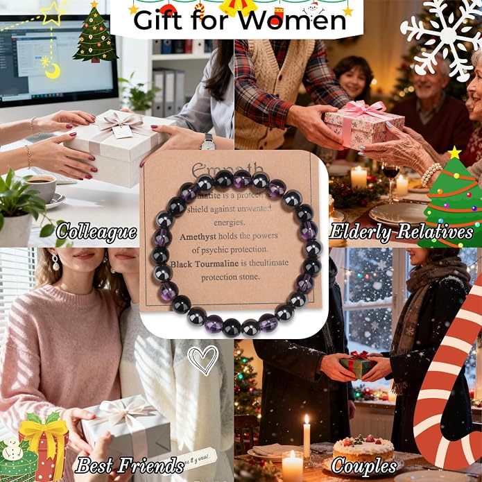 MAIBAOTA Healing Crystal Bracelet for Women Empath Protection & Safe Travel & Anxiety Relief Bracelet - New Beginnings Lucky Charms for Travel/New Job/Next Chapter