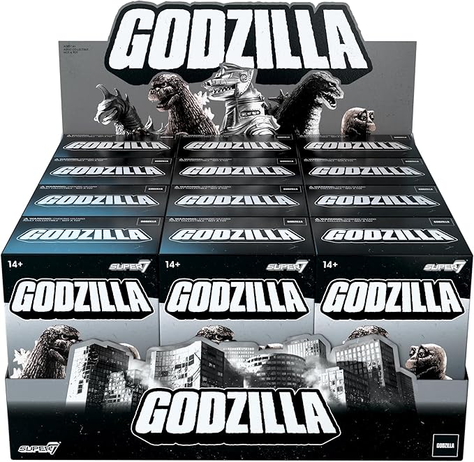 Super7 Toho Godzilla Blind Box Flat - (12 Pack) 3.75" Toho Godzilla Action Figures Classic Cartoon Collectibles and Retro Toys