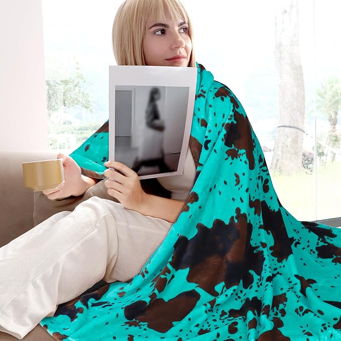 Small Fleece Blanket Teal Throw Blanket Soft Warm Turquoise Blue Blanket Cute Stuff Decor Gifts for Teen Girls Kids Women
