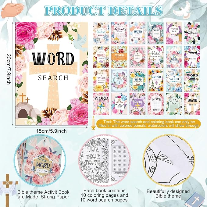 Liliful Flower Coloring Book Bulk for Adult Kids DIY Art Stress Relief Drawing Book with Patterns for Adults, Party Favors, Goodie Bag Filler and Holiday Gifts(Biblical Style)