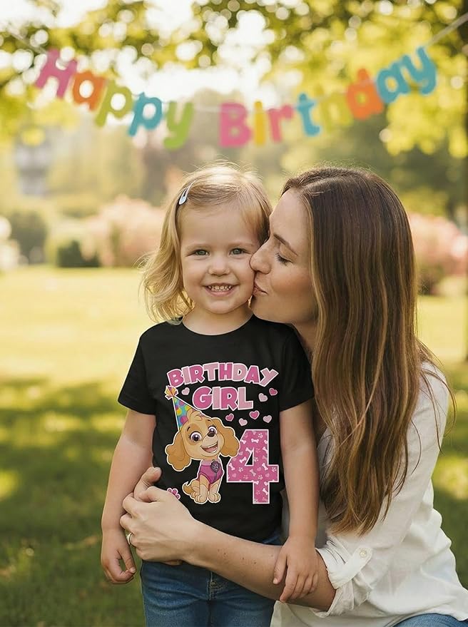 Skye Paw Patrol 4th Birthday Girl Shirt for 4 Year Old Girls - Pup-Themed Party Toddler T-Shirt
