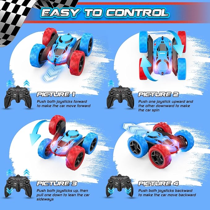 cosone Remote Control Car,RC Cars Toys for 6-12 Year Old Boys, Off Road RC Stunt Car 4WD 360° Rotating Remote Control Cars for Kids, Boys Girls Gifts for Birthday Gift