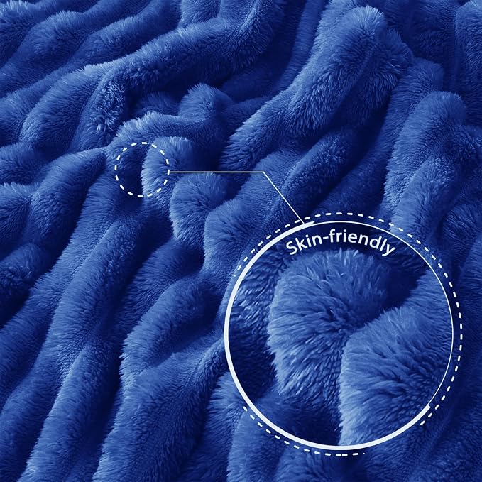 Exclusivo Mezcla Striped Twin Size Fleece Blanket for Bed, Couch, 60"x80" | Soft Breathable Cozy Bed Blankets, Lightweight Plush Fluffy Fuzzy Jacquard Decorative Blankets