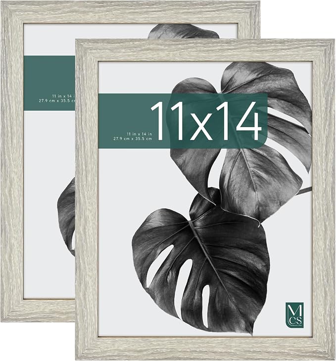 MCS Studio Gallery 11x14 Picture Frame Gray Woodgrain Engineered Wood, Rectangle Photo Frame for Photos, Posters & Art Prints (2-Pack)