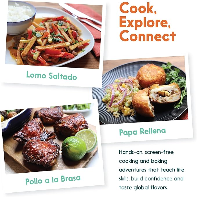 Cooking Kits for Kids - Interactive & Educational Set with 3 Recipe Cards, Key Ingredients & Cooking Tools - Ideal Idea for Kids who Love to Create Meals (Peru Edition)