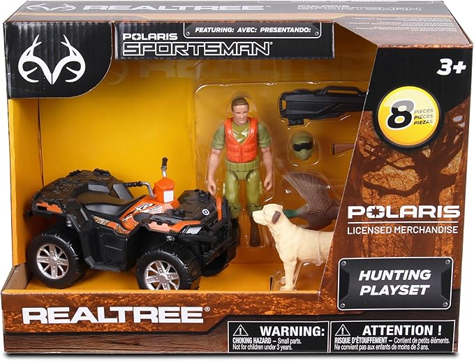 NKOK 1:18 Realtree 8 Piece Polaris Sportsman Duck Hunting Playset, Allows Children to Pretend Play and Use Their Imagination, Hunting Playset, for Ages 3 and up