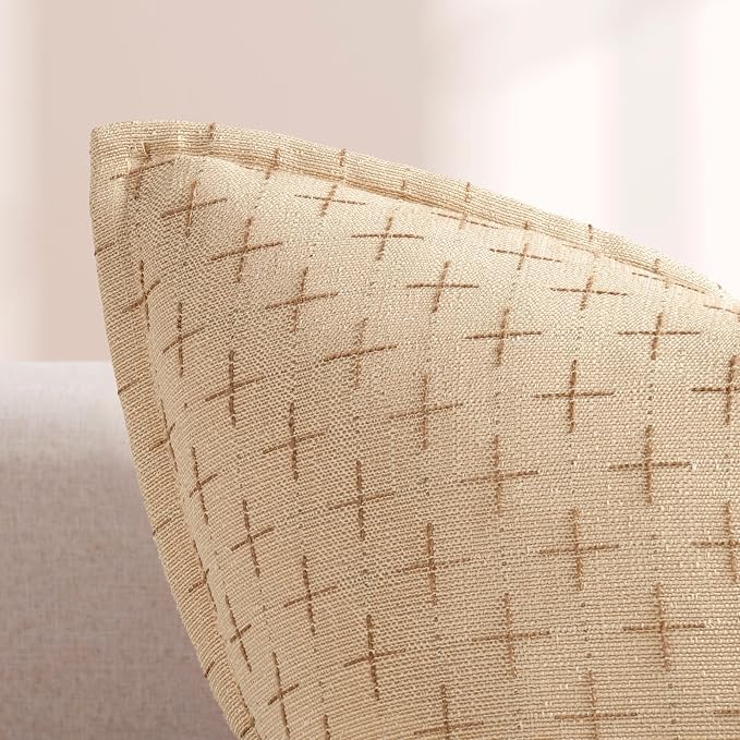 Pillow Covers 26x26 Set of 2 Soft Polyester Textured Pillow Covers with Stylish Flange Edge Cozy Farmhouse Throw Pillows for Couch Bed Sofa Living Room