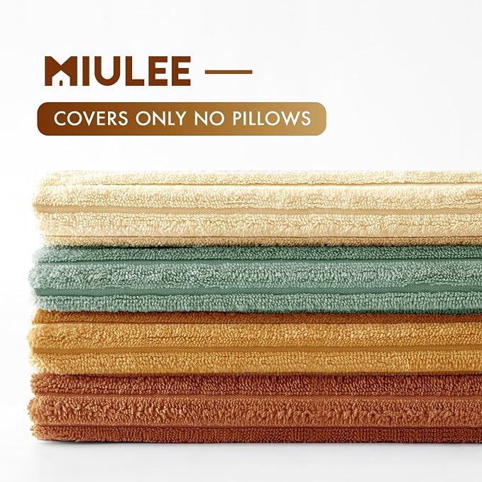 MIULEE Soft Corduroy Decorative Throw Pillow Covers Orange Teal 18x18 | Set of 4, Mordern Rustic Home Decor, Retro Vintage Set, Boho Farmhouse Cushion Covers for Couch Bed Sofa Living Room