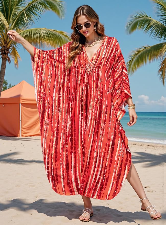 Mumu Dresses for Women Plus Size, Bohemian Kaftan Beach Cover Up Long Maxi Nightgown Soft Loungewear