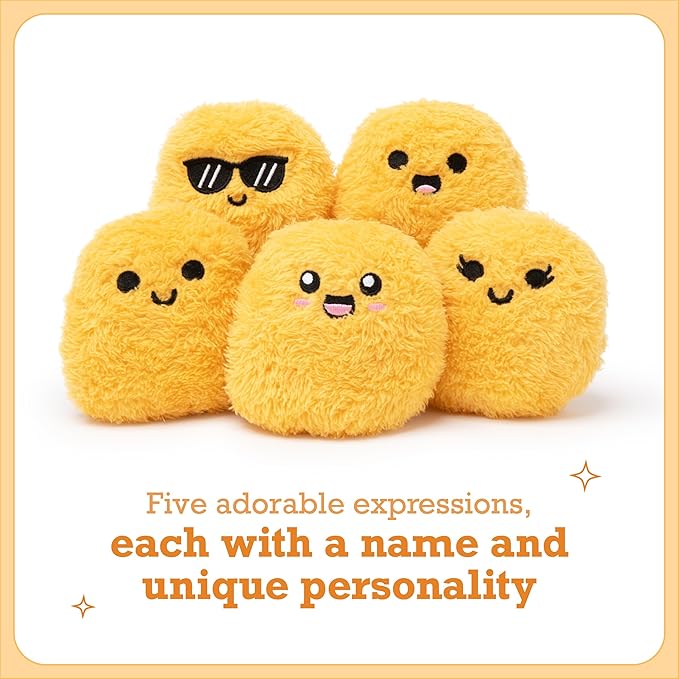 Emotional Support Chicken Nuggets by Relatable, Cuddly Plush Collectibles and Squishy Toys, Cozy Fall Gifts and Fun Trick or Treat Toys, Includes 5 Plushies with Carrying Basket