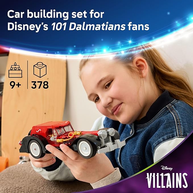LEGO Disney Cruella De Vil’s Car Toy - 101 Dalmations Model Car Kit for Kids - Pretend Play Vehicle Building Set for Girls & Boys, Ages 9+ - Disney Gift Idea for Birthdays & Movie Fans - 43277