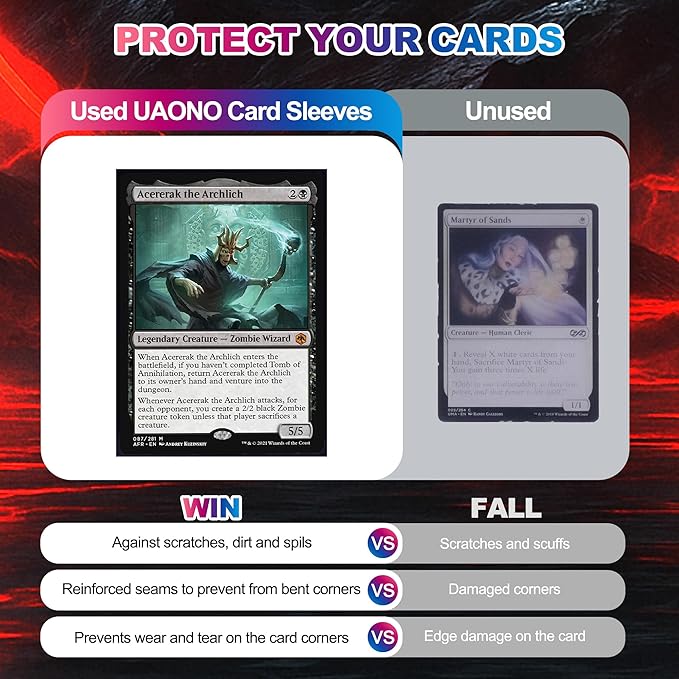 UAONO MTG Card Sleeves - Death 100 Count Standard Size Ultra Clear Front & Matte Finish Back Tear Resistant Clear Card Sleeves Matte Art Sleeve for MTG