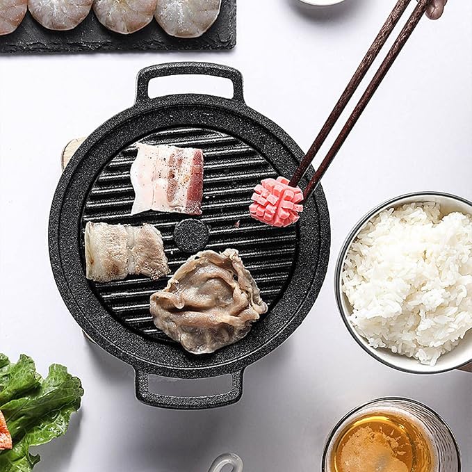 Fdit Portable Korean Barbecue Grill Non Stick BBQ Gril Mini One Person Barbecue Grill Household Korean BBQ Grill for Indoor and Outdoor Grilling