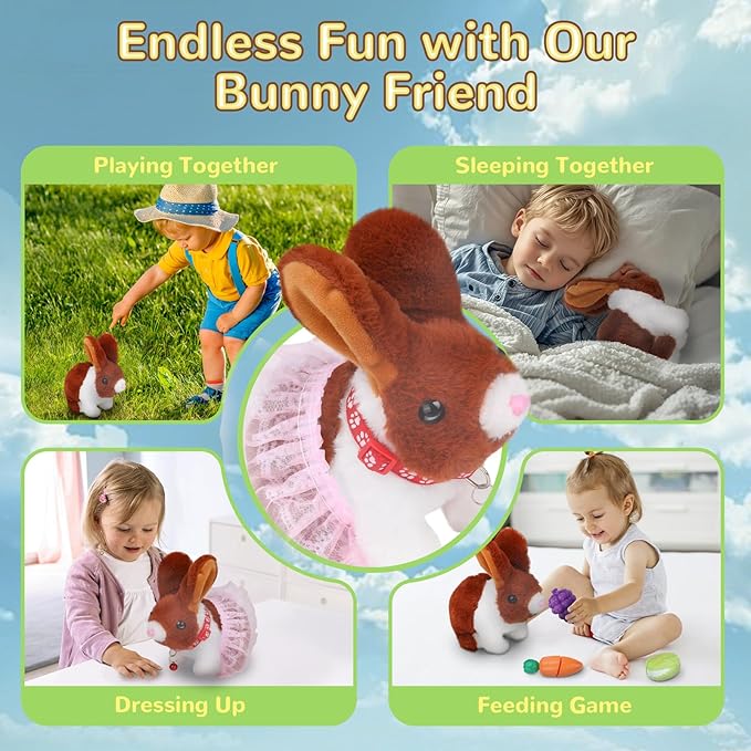Walking Bunny Toys for Kids, Bunny Stuffed Animal Interactive Electronic Toys, Swinging Ears, Twitching Mouth and Nose, Easter Christmas and Birthday Gift, Suitable for Toddlers 3, 4, 5, 6, 7Years Old