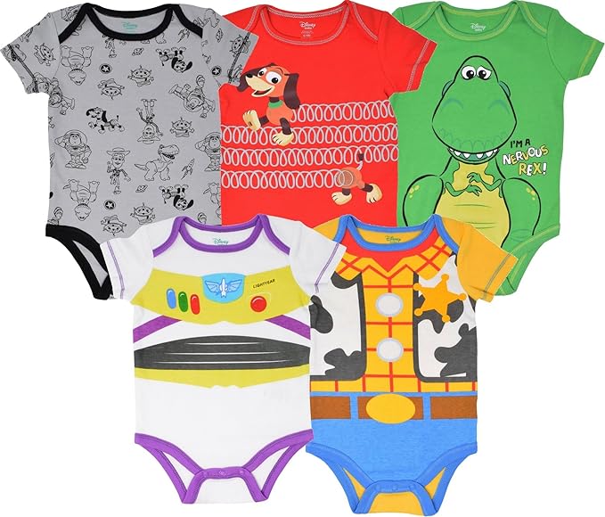 Disney Baby 5 Pack Bodysuits Newborn to Infant Sizes (Newborn - 24 Months)